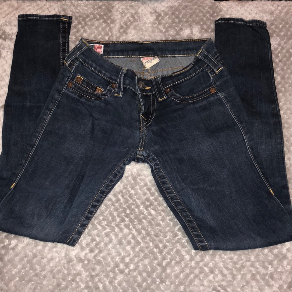 EUC True Religion dark wash jeans Sz 25 - Picture 2 of 3